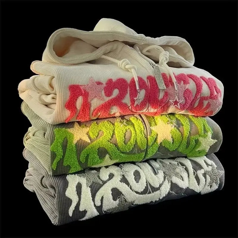 Embroidered "TROUBLE" Zip-Up