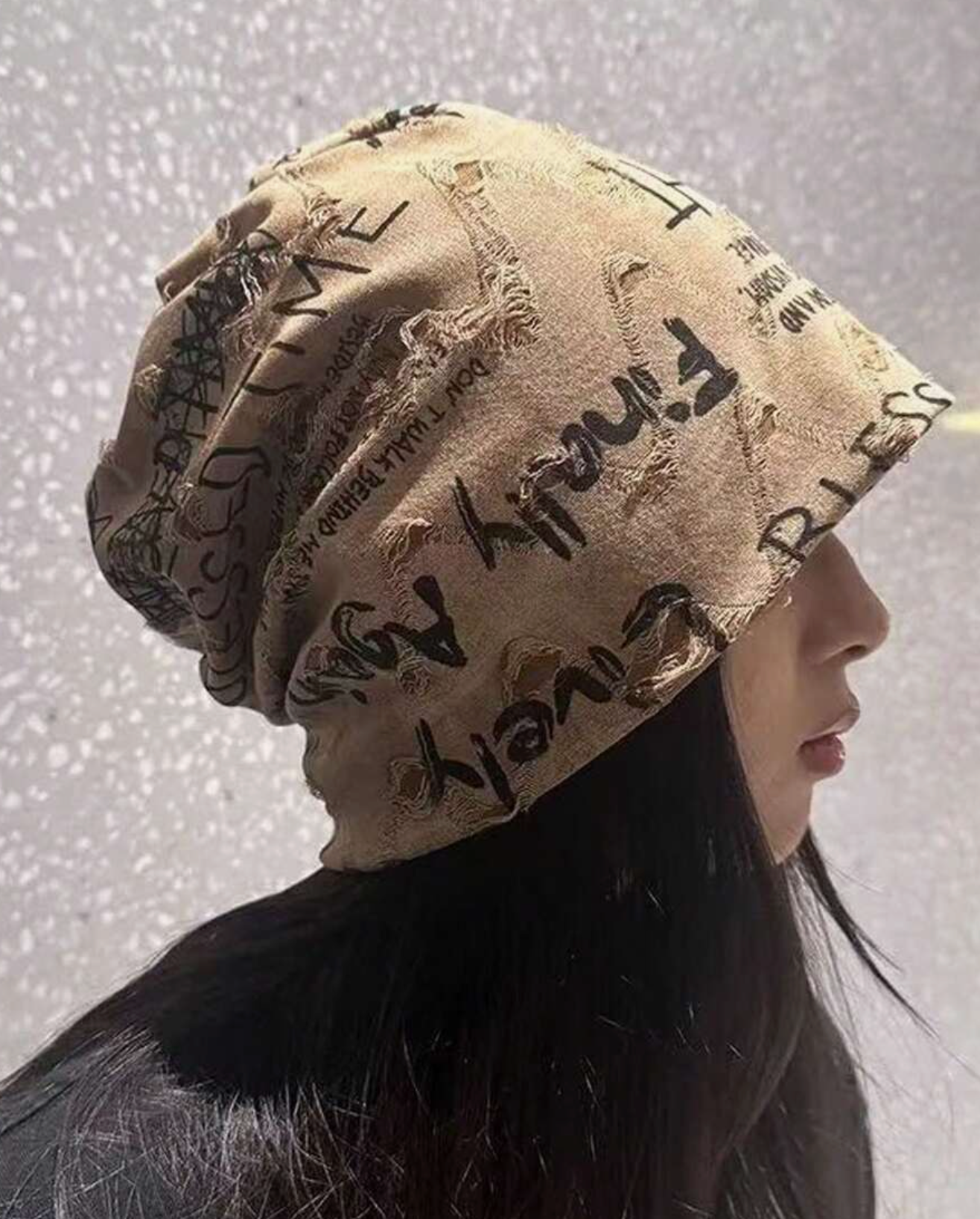 Adjustable Velvet Ripped Beanie