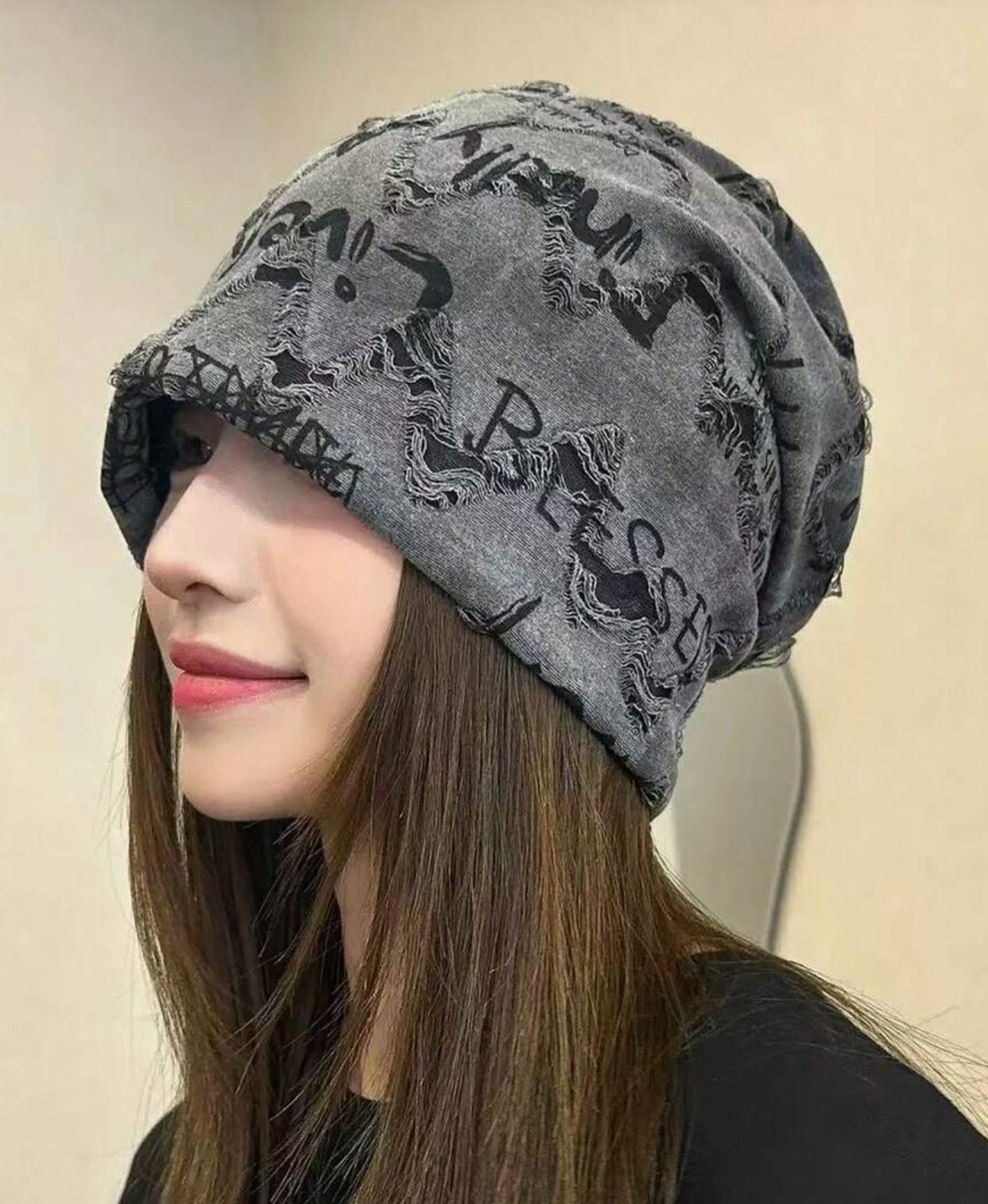 Adjustable Velvet Ripped Beanie