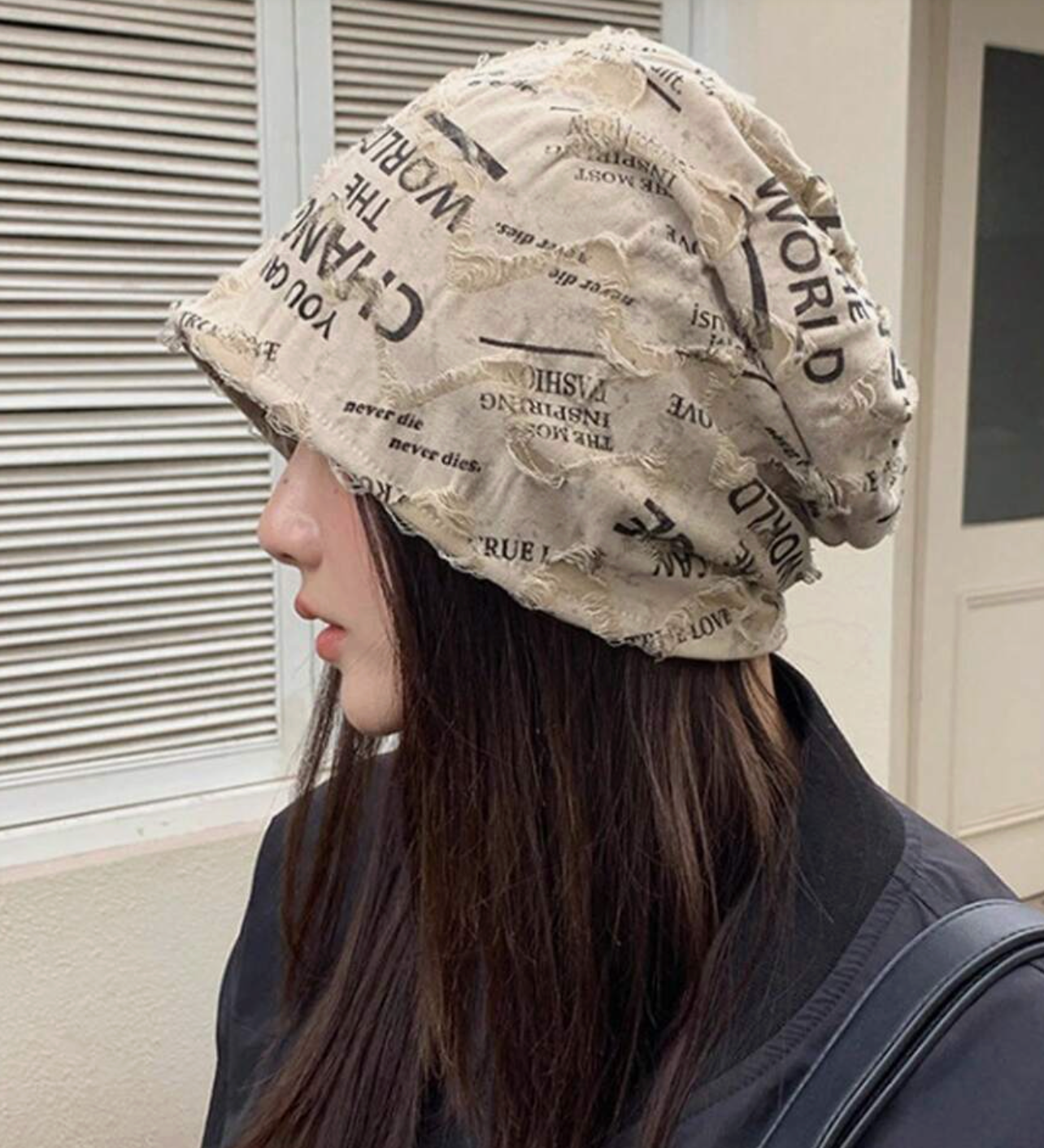 Adjustable Velvet Ripped Beanie