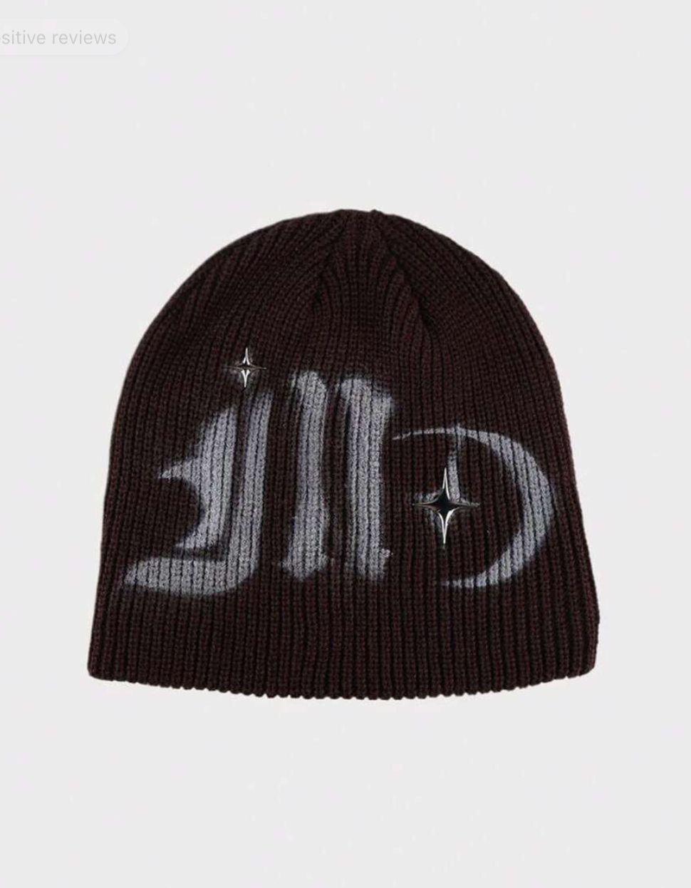 Graffiti-Style Star Knit Beanie